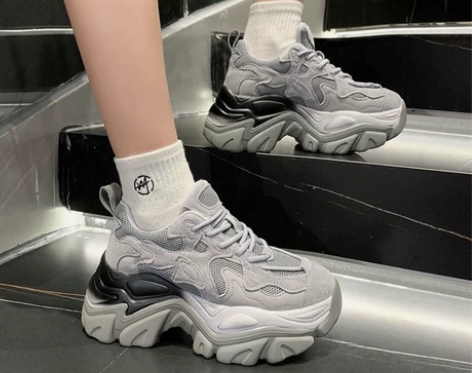 真皮老爹鞋女ins潮新款爆款秋冬加绒百搭厚...