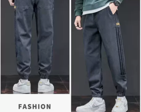 2022秋冬季加绒加厚男士束脚休闲裤三道杠...