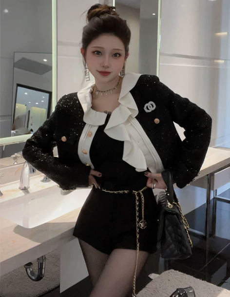 高腰毛呢高腰短裤女秋冬2022新款a字不规...