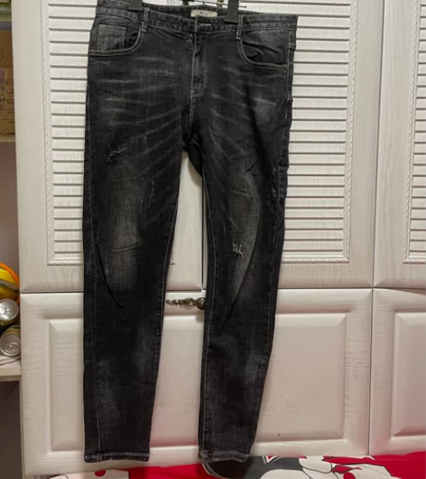 男款牛仔裤实拍,不退不换,33码,手工测量...