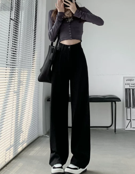 加绒直筒牛仔裤女高腰显瘦秋冬2022年新款...
