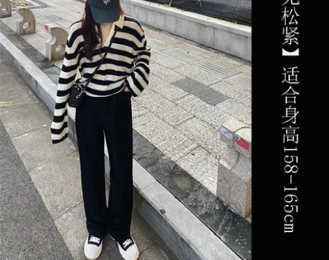 棕咖色阔腿裤女秋冬新款高腰显瘦西装裤子宽松...