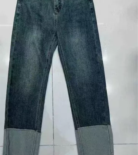 复古蓝直筒裤女,实体店做模特免费拿的衣服,...