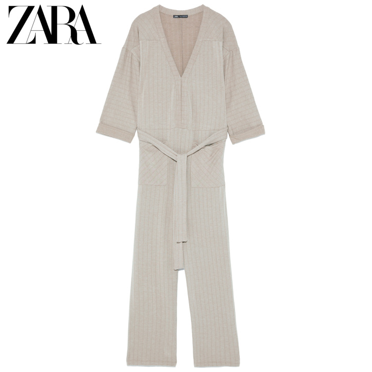 ZARA【打折】女装 V领度假风条纹直筒...