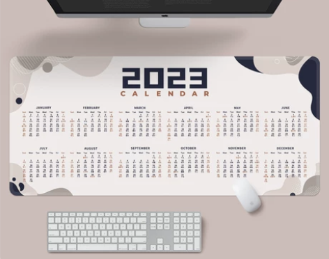 鼠标垫 鼠标垫桌垫2023年兔年日历超大防...