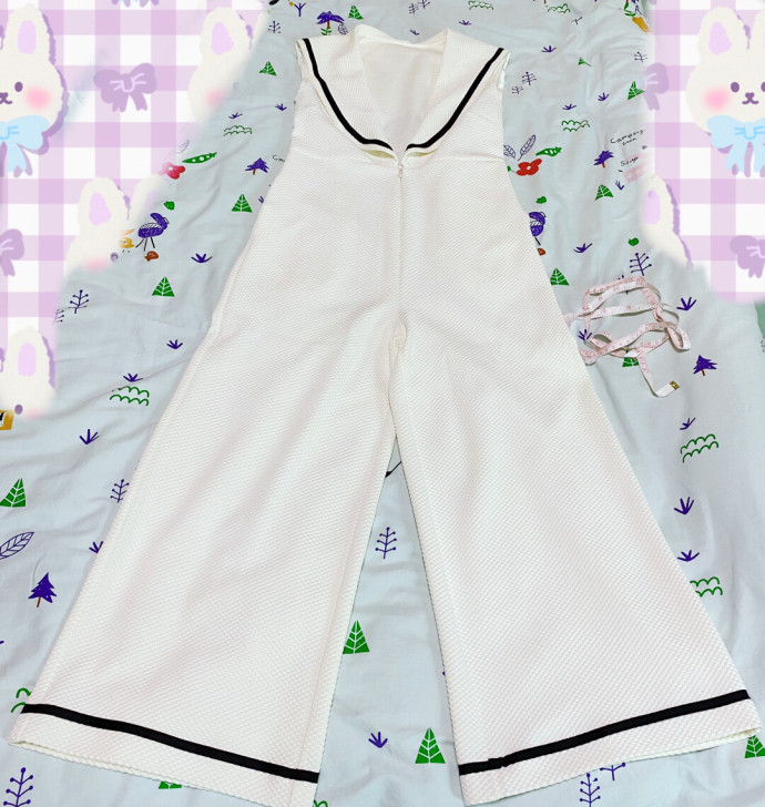 全新包邮！绝版日系海军领阔腿连体裤学院风