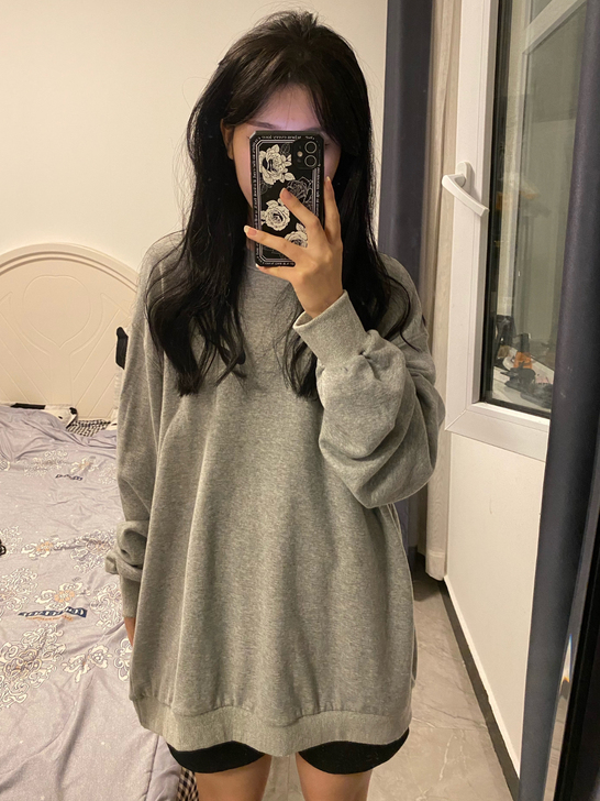 毛圈卫衣春秋套头卫衣男女同款落肩休闲港味b...