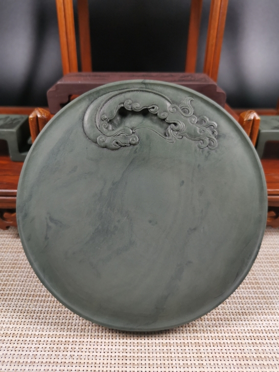 砚台,洮河砚,水泉老坑,夔龙砚,雕工一流,...