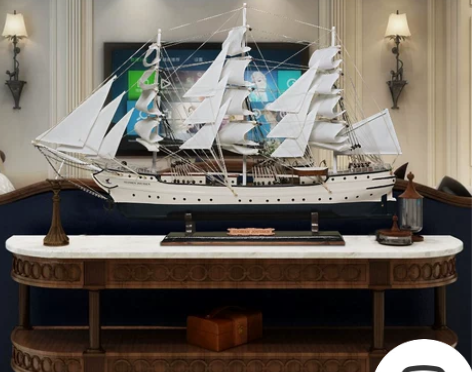 芬兰天鹅号帆船模型摆件酒店大堂装饰工艺品