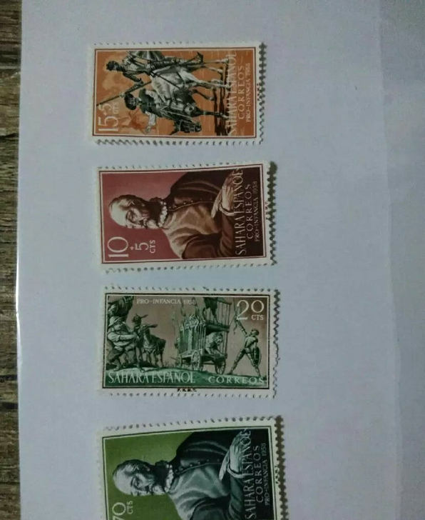外国邮票 西撒哈拉 塞万提斯和唐吉坷德 4...