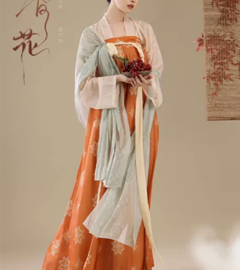 桔屿原创汉服女【长安花】唐制齐胸衫裙复原中...