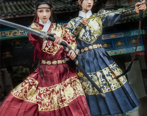 如梦霓裳原创春季款汉服男织金飞鱼服瑞龙吟明...