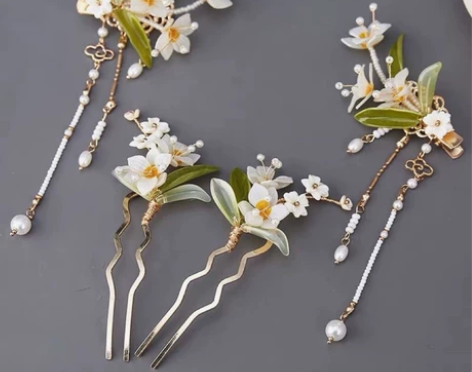 汉服头饰水仙花发饰古风发夹春季新款清新古典...