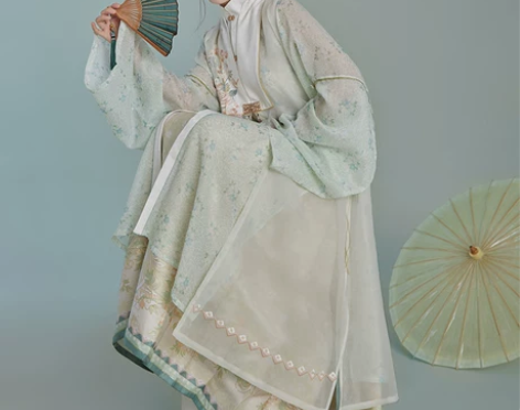 七月夕 青雾 明制对襟长衫绣花比甲仿妆花马...