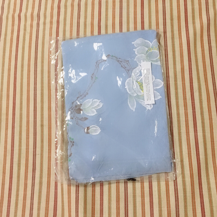 佛笑缘正品手绘围巾秋冬款，蓝色和紫色，，全...