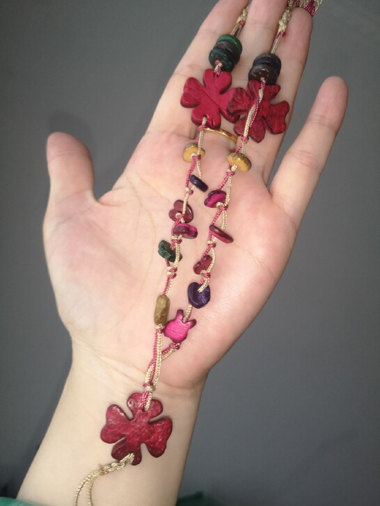 椰壳手机链手机挂绳可做毛衣链白色沙滩风波西...