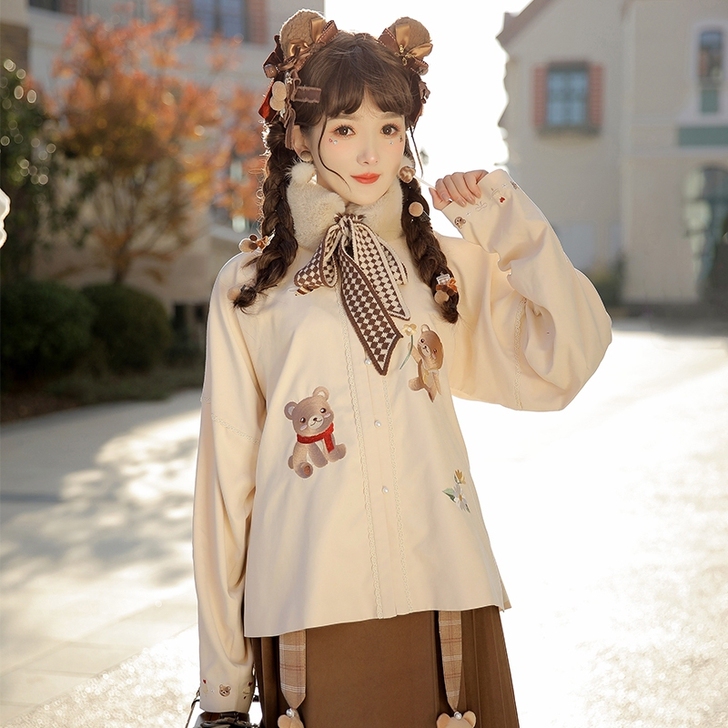 【出】池夏 小寒:小蜜熊 明制短袄百迭裙毛...