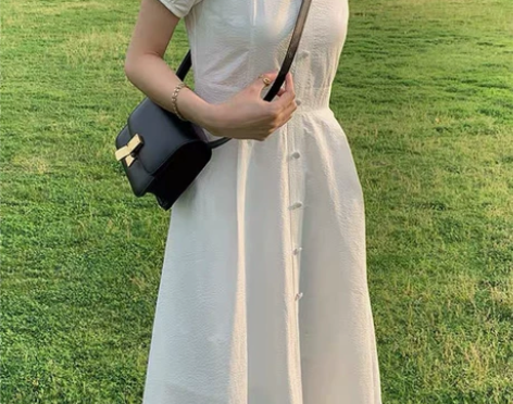 白色连衣裙高级感2022新款仙女裙收腰显瘦...