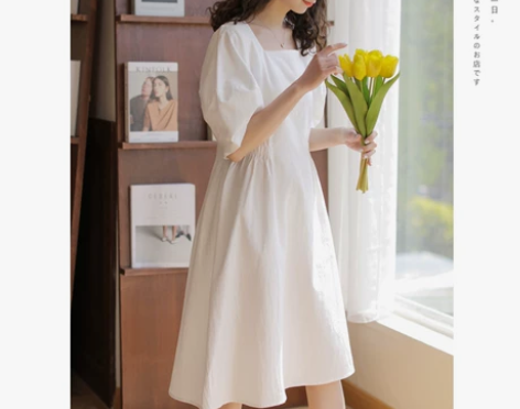 森系超仙女装法式白色连衣裙春夏2022新款...