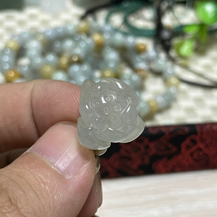 天然缅甸翡翠,莲花,荷花,可做手机挂绳,纯...