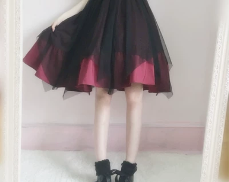 ?暂挂可预定/包邮不规则高腰洛丽塔纱裙js...