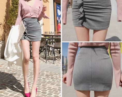 chic味半身裙2018新款小性感高腰包臀...