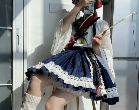 日系茶会款洛丽塔和服风白雪姬lolita裙...