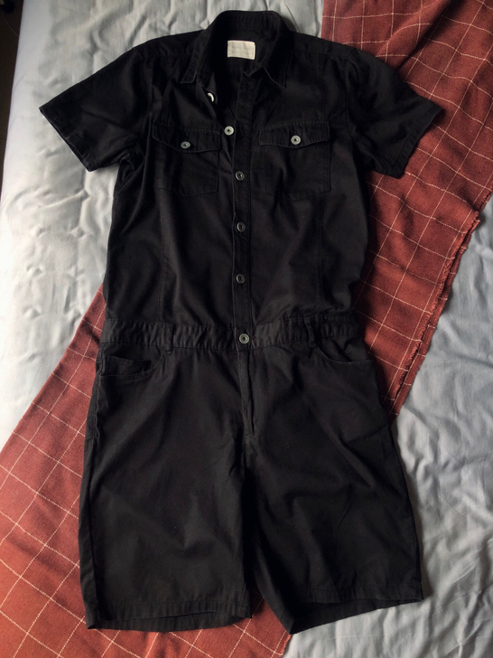 zara，连体裤，短袖短裤连体，M码，深蓝...