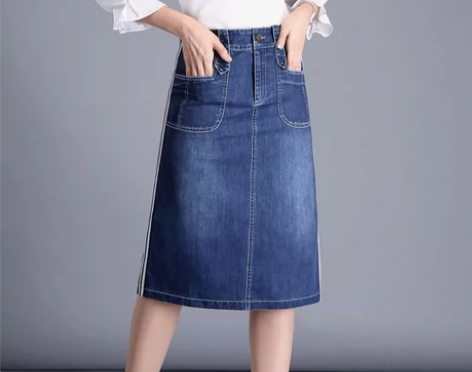 ?牛仔半身裙中长款女夏2018新款A字裙半...