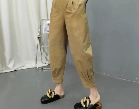 裤子女春秋老爹休闲裤高腰宽松显瘦香蕉裤百搭...