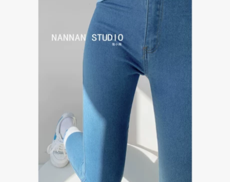 自制舒适面料弹力提臀紧身牛仔裤高腰显瘦修身...