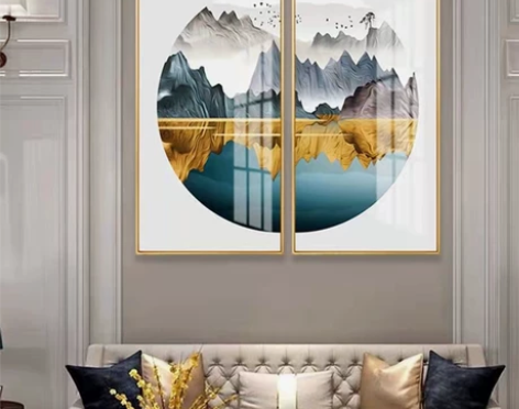壁画，金色铝合金框，晶瓷 工艺画面 感兴趣...