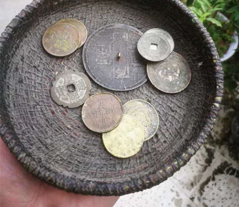 清代文房收纳藤编筐针线盒筛子 用线和藤编的...