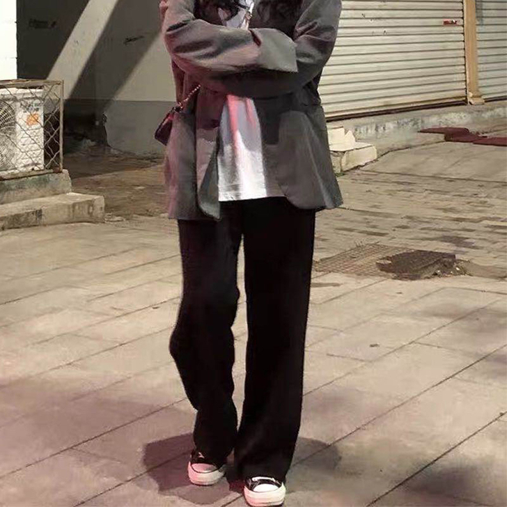 春夏新款裤子女学生宽松直筒休闲阔腿裤韩版高...