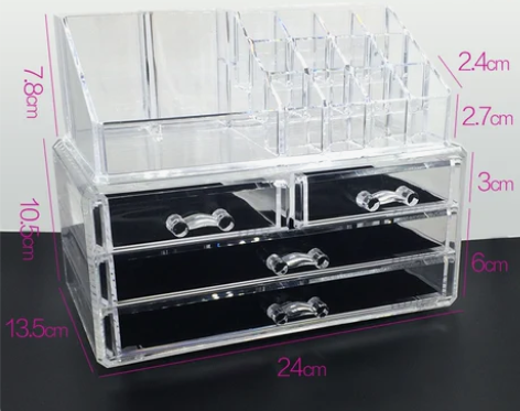 亚克力收纳盒桌面抽屉式大号梳妆台化妆盒透明...