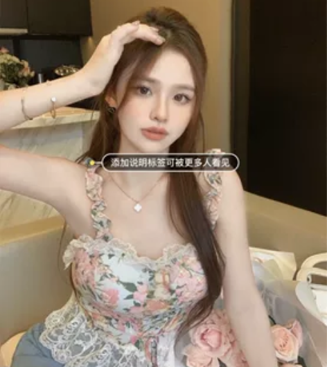 【55价】夏外穿超仙碎花蕾丝雪纺吊带背心女...