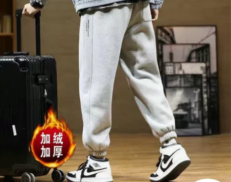 运动裤秋冬加绒加厚束脚休闲裤男士春秋裤子潮...