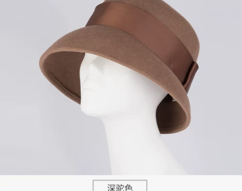 ?秋冬季英伦复古羊毛呢帽子礼帽女百搭优雅蝴...