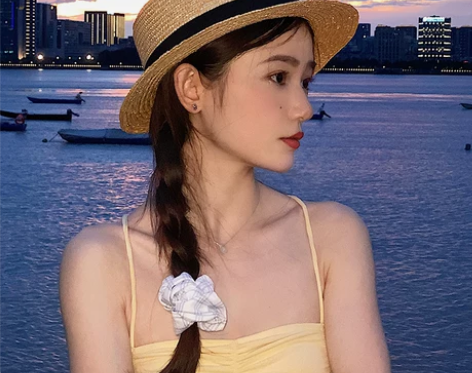 法式麦秆编织平顶草帽子女夏季平檐遮阳帽防晒...