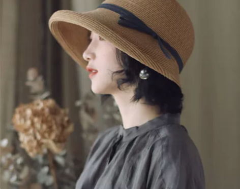 赫本风遮阳草帽女复古可折叠盆帽文艺渔夫帽子...