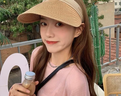 拉菲草空顶发箍遮阳帽,夏日必备 图五实物图...
