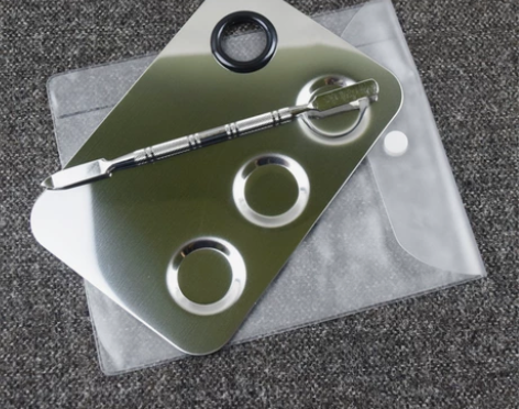 美妆调色钢板3孔不锈钢调色板含调棒大方块化...