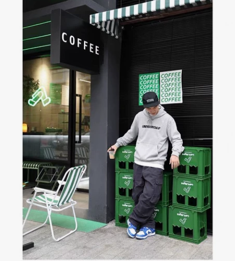 黑色日系重磅工装裤男宽松多口袋散边抽绳束脚...