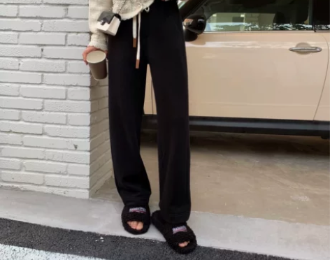 小宜定制【博主卫衣裤子】女秋冬季阔腿裤小个...
