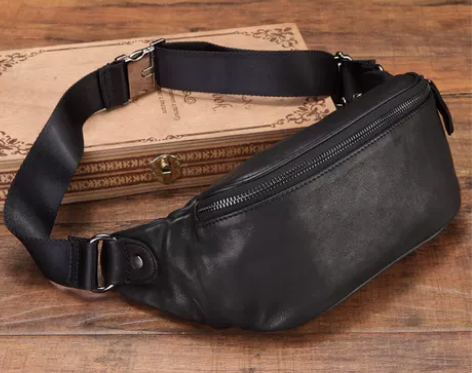 挎包包包蹦迪斜挎胸腰包男真皮新款跑步休闲运...