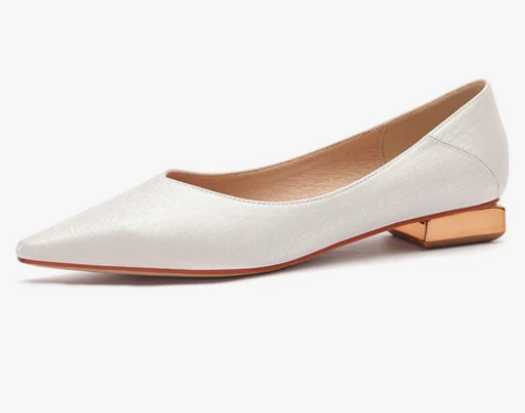 法式绸缎气质低跟单鞋女2021年新款秀气小...