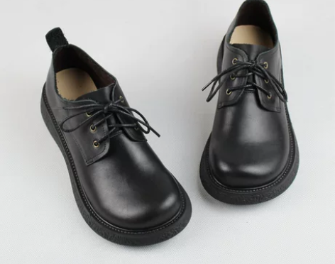 蚁团外贸复古英伦风大头皮鞋女真皮春秋季学院...