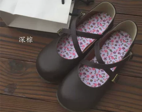 日系娃娃鞋学生演出小皮鞋森女系搭扣小清新平...