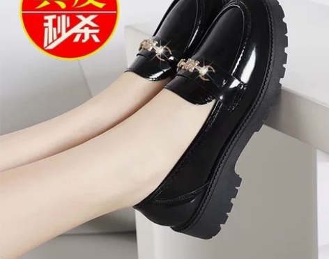 单鞋女2022新款松糕厚底一脚蹬乐福鞋百搭...