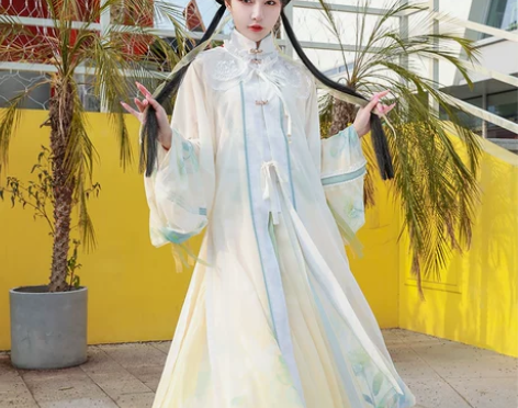 都城南庄汉服温如言齐腰襦裙云肩明制汉服白菜...